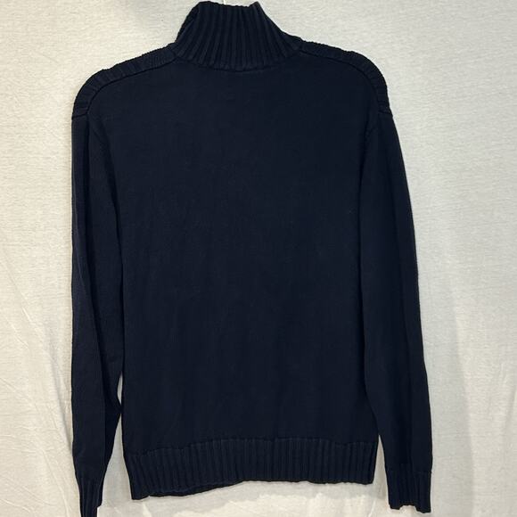 Perry Ellis Sweater Mens Medium Navy Mock Neck 1/4 Zip Long Sleeve Pullover - Picture 4 of 7